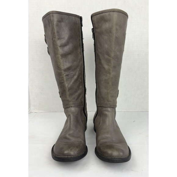 Born Attila Leather Boots Size 6 Grey/Taupe Knee-high Riding Round Toe - Picture 3 of 13